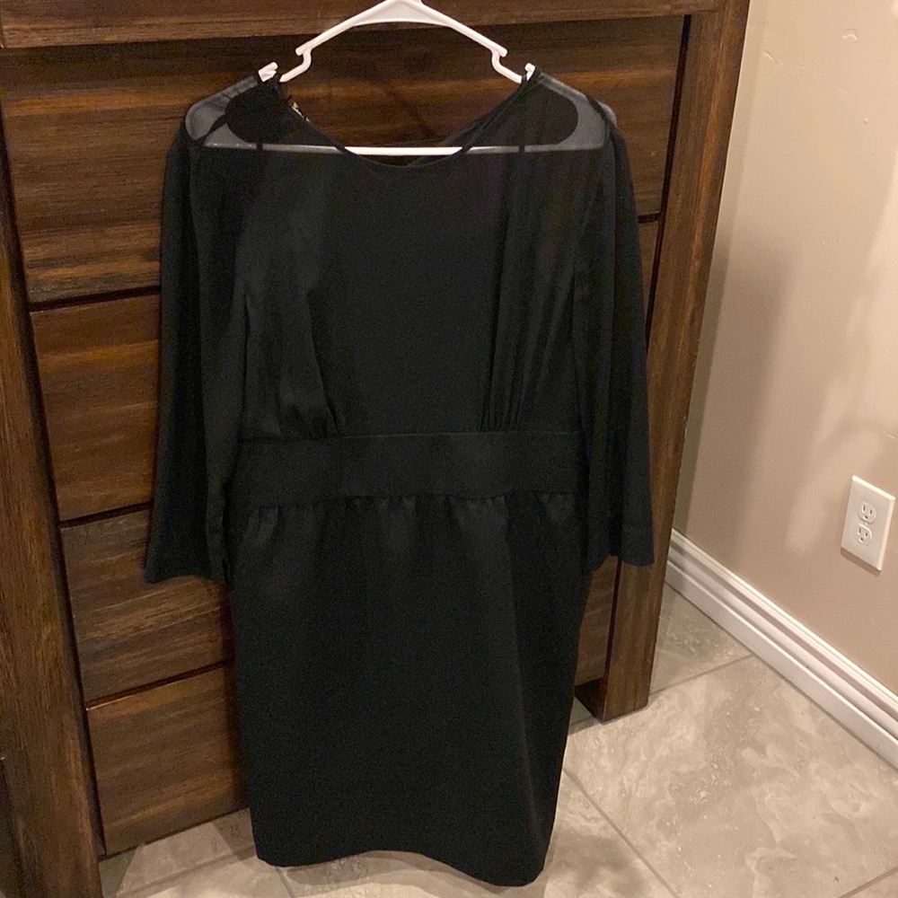 POCKETS! Classic & Chic Talbots 3/4 Sleeve LBD + Satin Lining & Sheer Bodice 14P